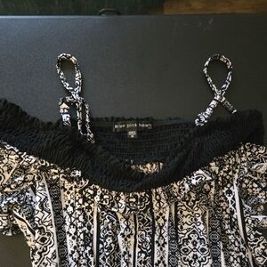 Three Hearts Black and White Mini Dress